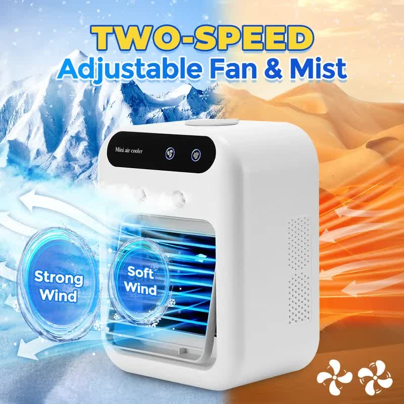 Portable 500ml Large-Capacity Air Cooler Fan - 9-Blade Strong Wind & Wide-Angle Oscillation, Easy Top-Fill Desktop Evaporative Humidifier