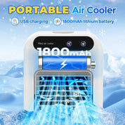 Portable 500ml Large-Capacity Air Cooler Fan - 9-Blade Strong Wind & Wide-Angle Oscillation, Easy Top-Fill Desktop Evaporative Humidifier