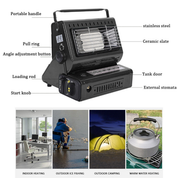Portable Camping Gas Heater Outdoor Heating Stove Gas Baking Hunting Warmer AU black