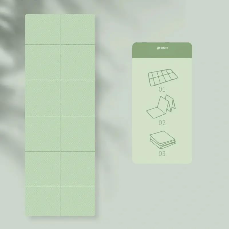 Portable Foldable Premium Yoga Mat - Dual-Sided Non-Slip TPE Exercise Mat for Yoga, Pilates, Kids Nap & Travel (Green) | Other Colors Available in Store