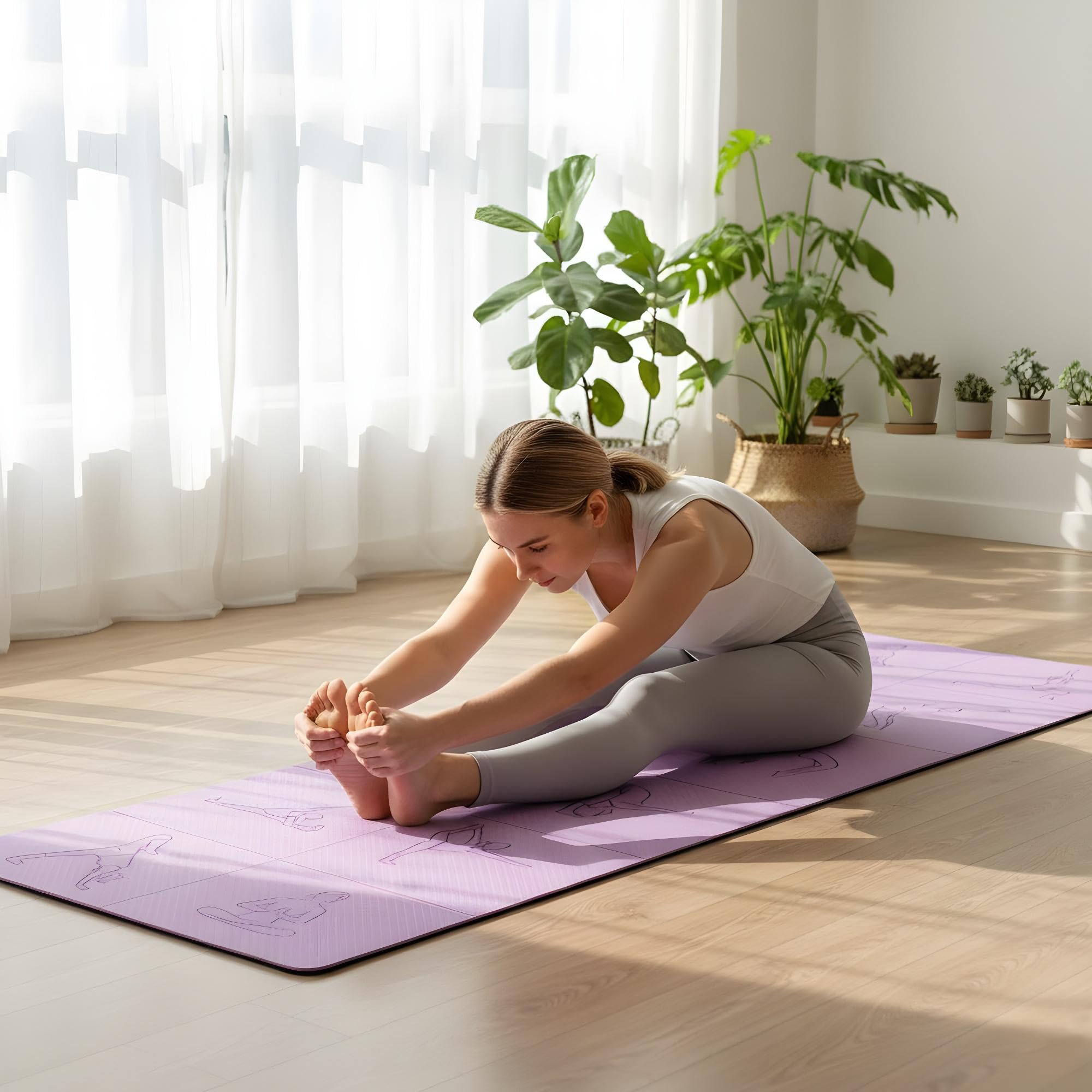 Portable Foldable Premium Yoga Mat - Dual-Sided Non-Slip TPE Exercise Mat for Yoga, Pilates, Kids Nap & Travel (Purple) | Other Colors Available in Store