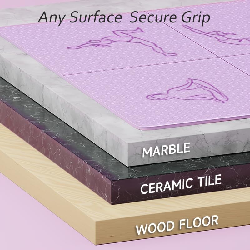 Portable Foldable Premium Yoga Mat - Dual-Sided Non-Slip TPE Exercise Mat for Yoga, Pilates, Kids Nap & Travel (Purple) | Other Colors Available in Store