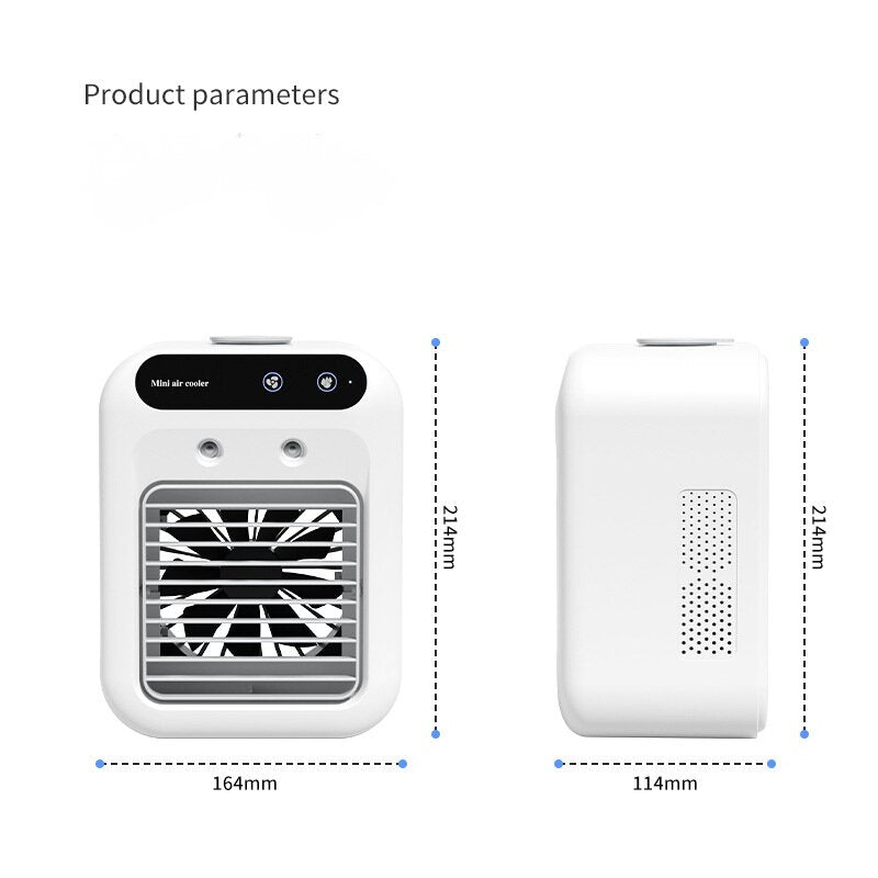 Portable Mini Air Cooler L7 with 500ml Water Tank and Ultrasonic Wellness Humidifier Function