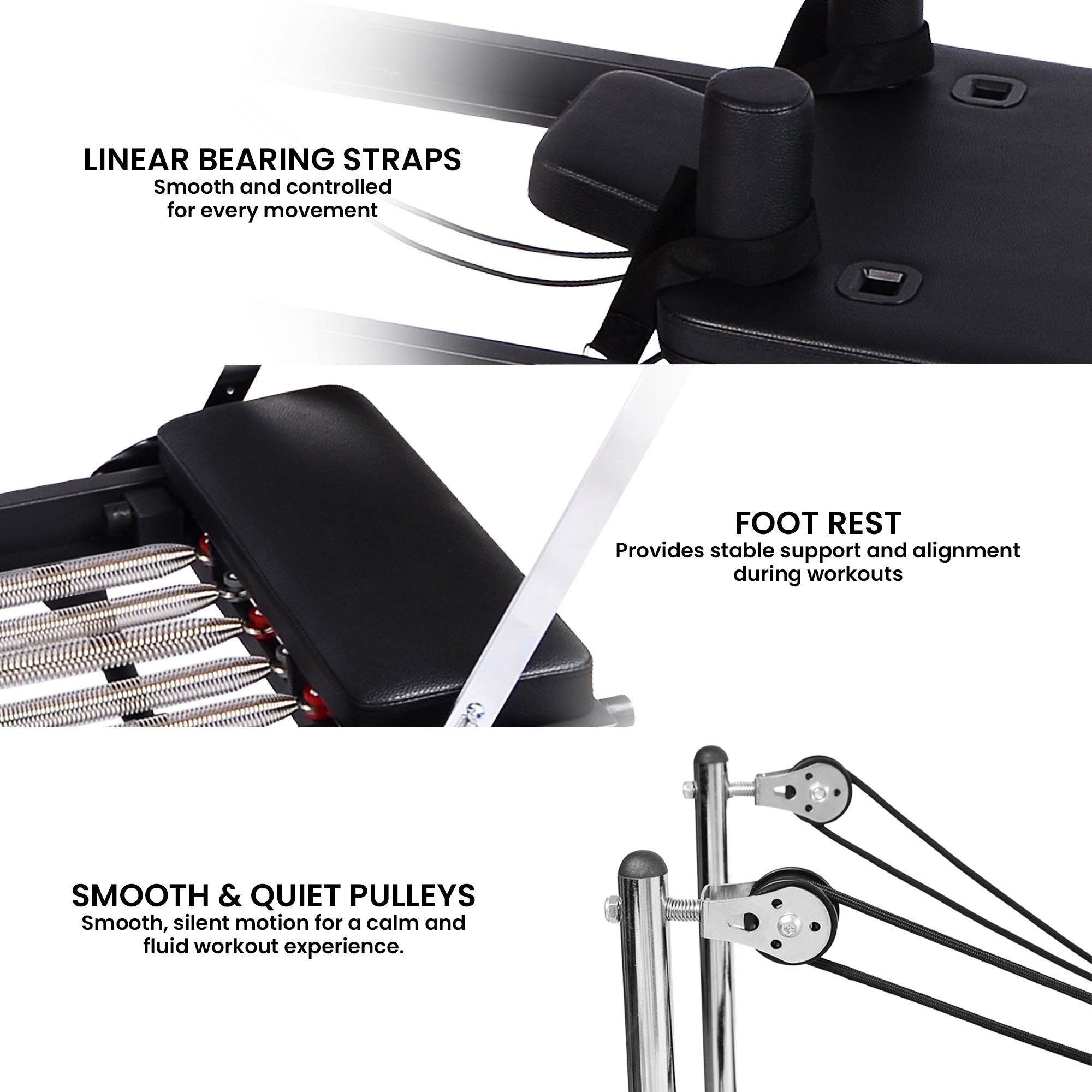 Powertrain Aria Steel Foldable Pilates Board Reformer Multifunctional Core Exercise Set Ab Trainer With Platform Extender Sitting Box Jumpboard And Footbar For Indoor Outdoor Full Body Fitness Home