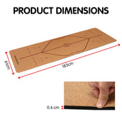Powertrain Cork Yoga Mat with alignment markings, perfect for home gym Pilates sessions