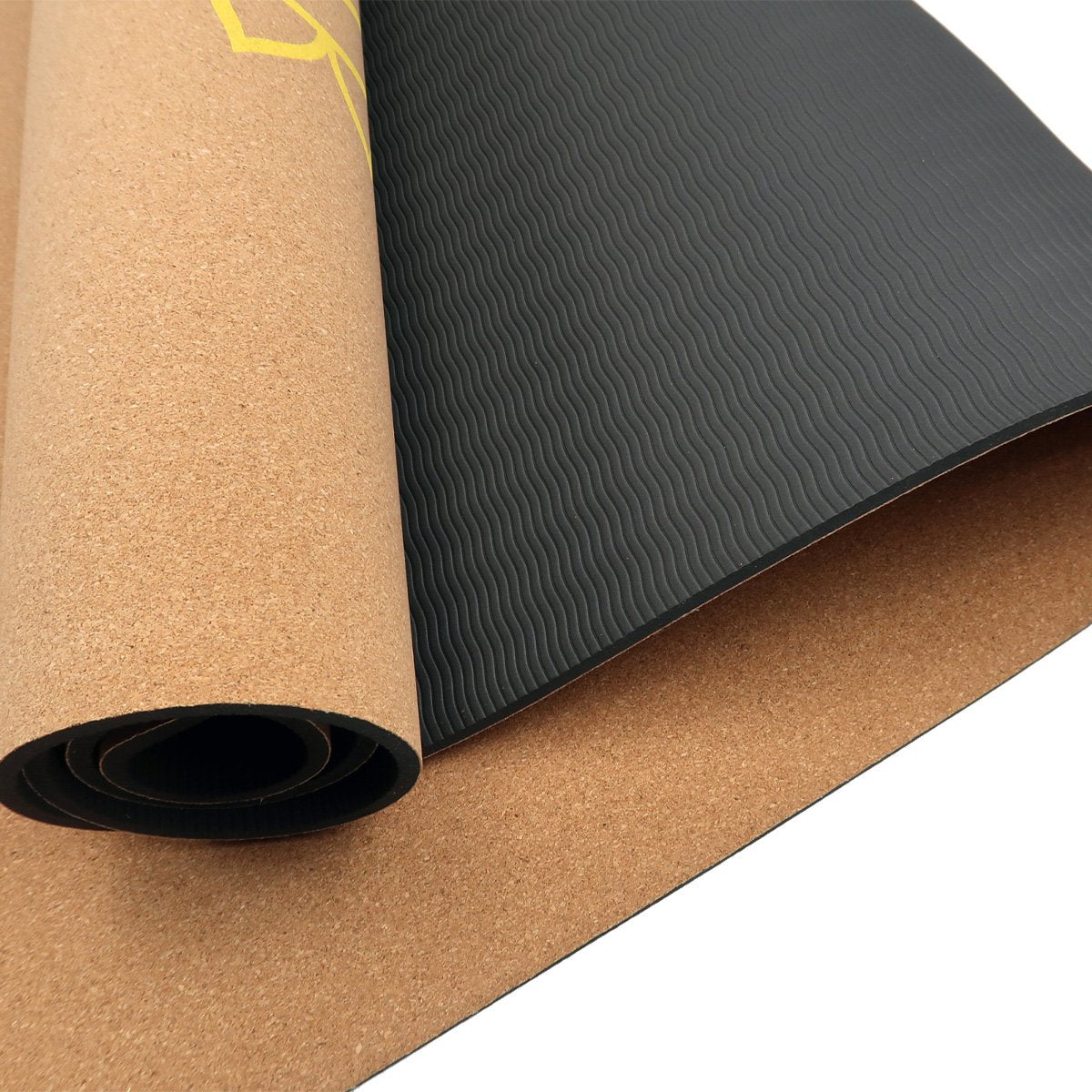 Cork and rubber textured surface Powertrain Cork Yoga Mat for home gym Pilates