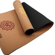 Cork yoga mat with spiritual symbols for home gym Pilates - Powertrain Cork Yoga