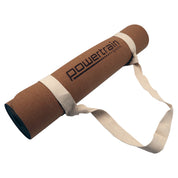 Brown Powertrain Cork Yoga Mat with Carry Strap for Home Gym Pilates