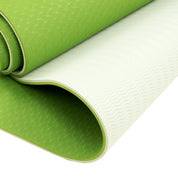 Rolled Powertrain Dual Layer 8mm Yoga Mat in Lime Green with textured non-slip surface