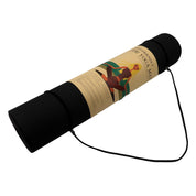 Black Powertrain Yoga Mat with decorative sleeve and strap, 6mm dual layer, non-slip surface