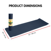 Black Powertrain Yoga Mat with dimensions displayed, showcasing dual layer 6mm design