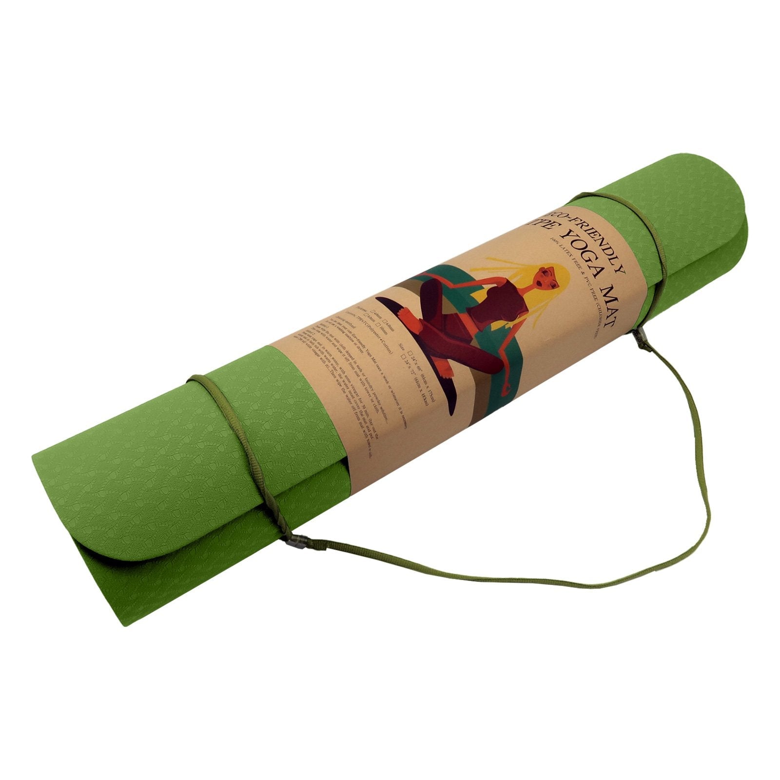 Green Powertrain Dual Layer 6mm Yoga Mat with paper band for eco-friendly portability