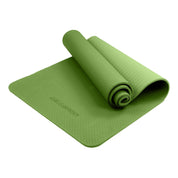 Green Powertrain Eco-friendly Dual Layer 6mm Yoga Mat partially rolled up for easy use