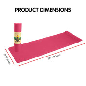 Pink Powertrain Yoga Mat showcasing dual layer 6mm design and product dimensions