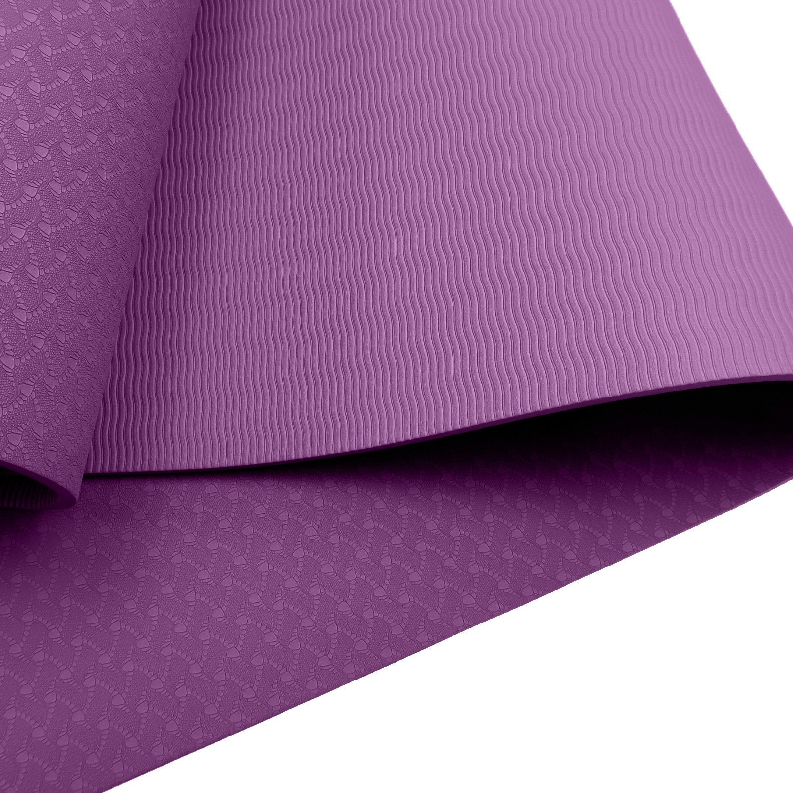 Purple Powertrain Eco-friendly Dual Layer 6mm Yoga Mat with textured surface pattern