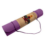 Purple Powertrain Yoga Mat with decorative band, featuring dual layer 6mm for comfort