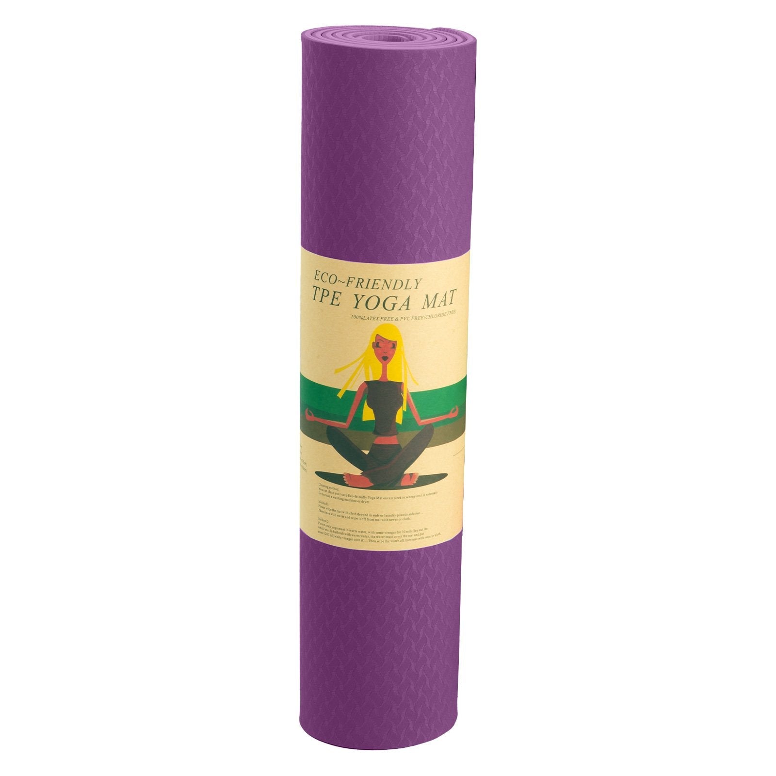 Powertrain Eco-friendly Dual Layer 6mm Yoga Mat in Royal Purple with meditation label