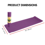 Purple Powertrain Eco-friendly Dual Layer 6mm Yoga Mat with product dimensions displayed