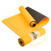 Yellow and black Powertrain Eco-friendly Dual Layer 8mm Yoga Mat with non-slip surface