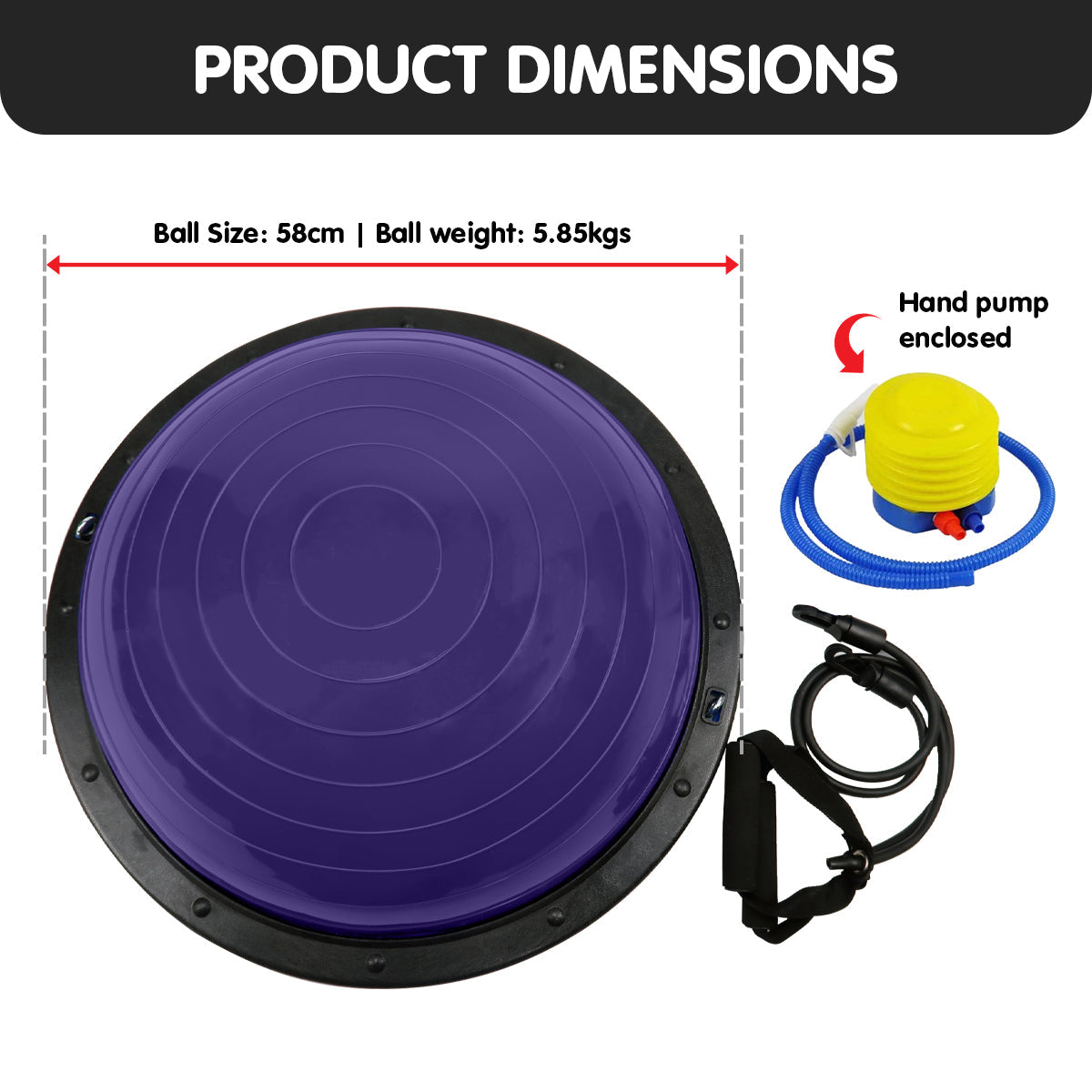 Powertrain Fitness Yoga Ball Home Gym Workout Balance Trainer Purple - Sports & Fitness > Exercise Gym & Fitness >