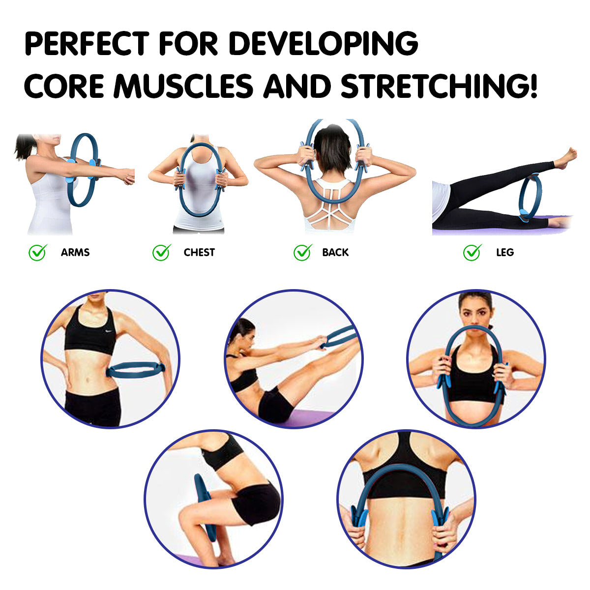 Powertrain Pilates Ring Band Yoga Home Workout Exercise Band Blue - Sports & Fitness > Exercise Gym & Fitness >