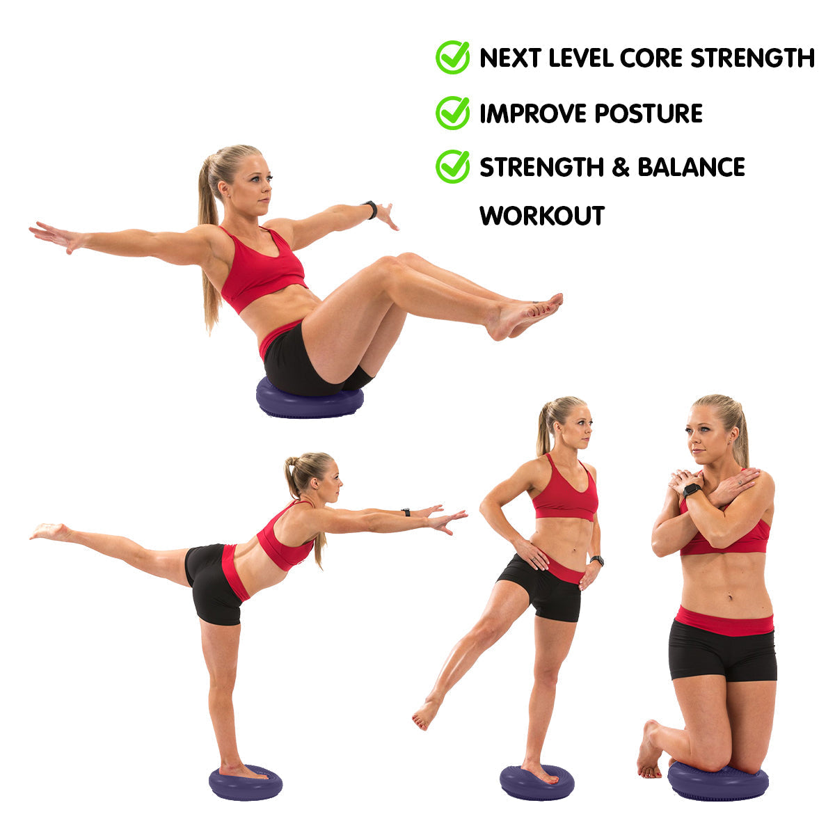 Powertrain Yoga Stability Disc w/ Pump Home Gym Pilate Balance Trainer - Purple - Furniture > Bar Stools & Chairs >