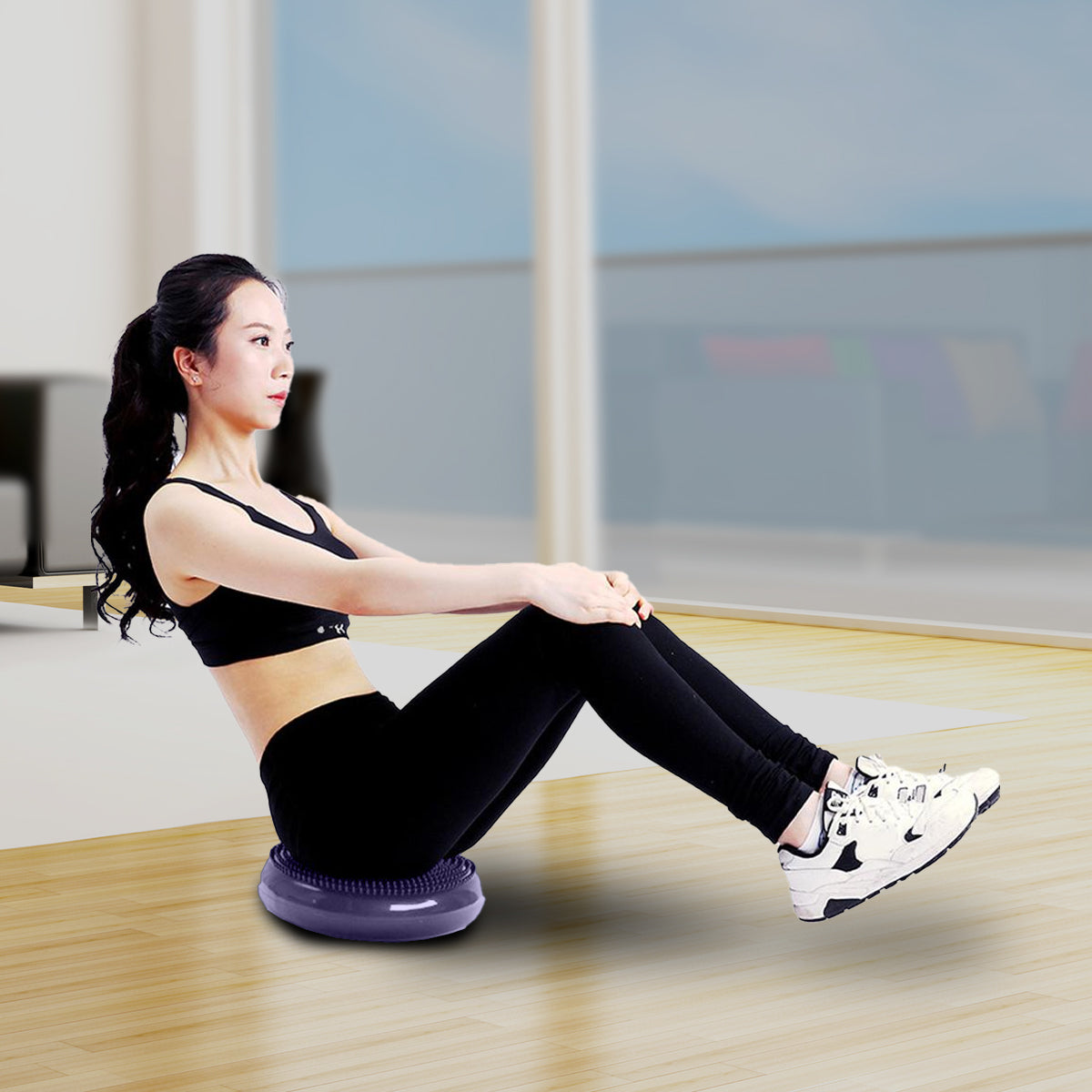 Powertrain Yoga Stability Disc w/ Pump Home Gym Pilate Balance Trainer - Purple - Furniture > Bar Stools & Chairs >