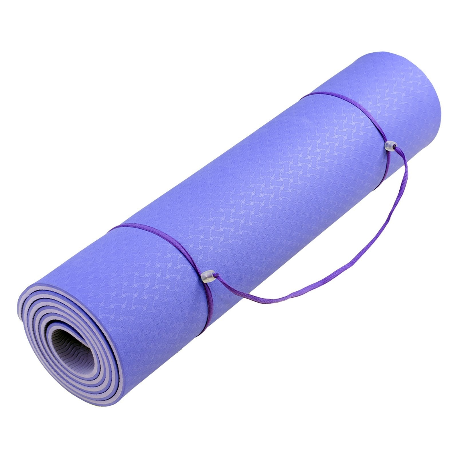 Light Purple Powertrain TPE Pilates Exercise Yoga Mat 8mm with carrying strap