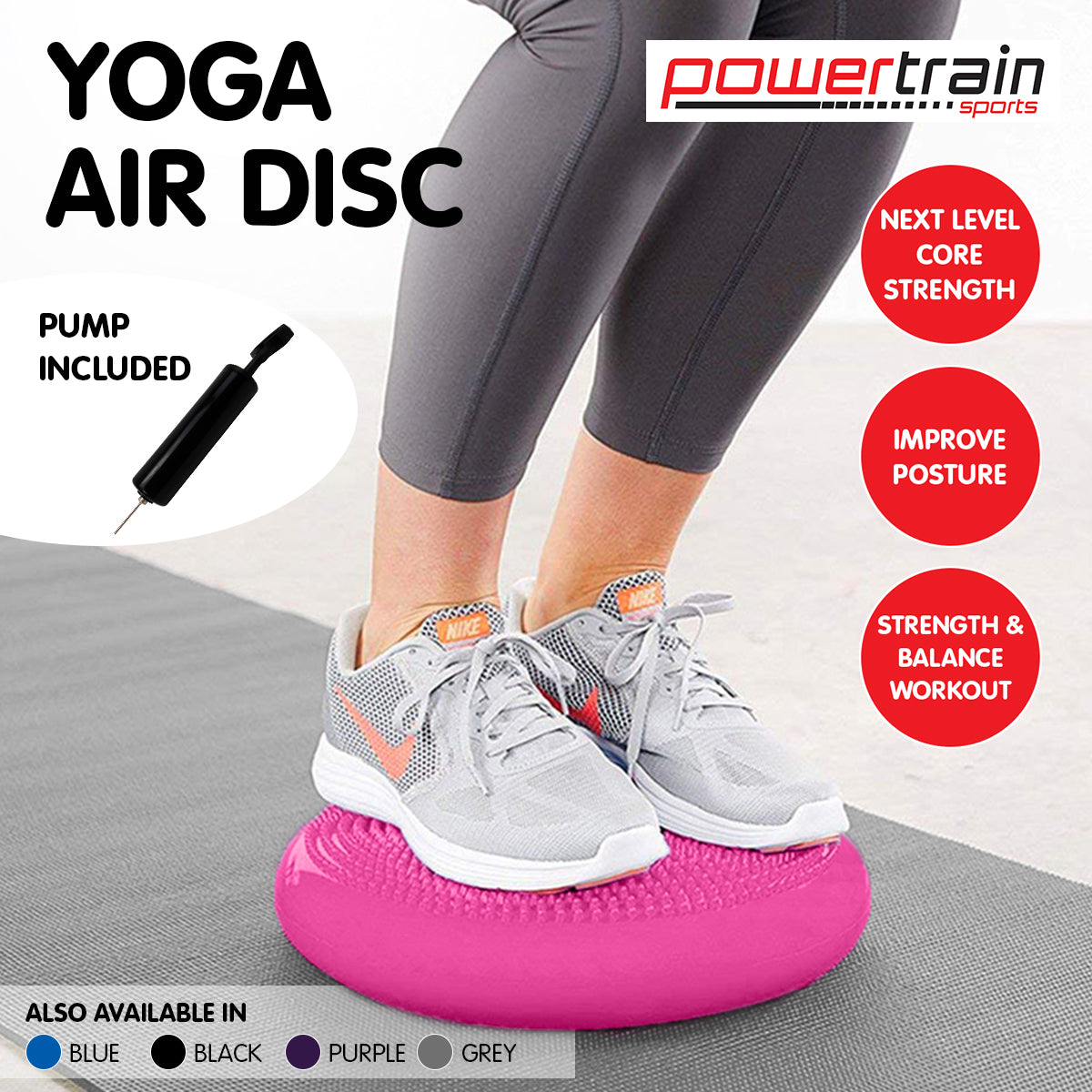 Powertrain Yoga Stability Disc Home Gym Pilates Balance Trainer - Pink - Sports & Fitness > Exercise Gym & Fitness >