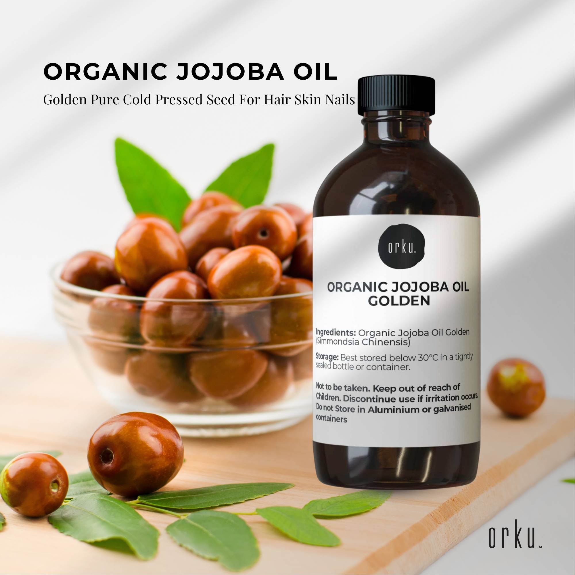 100ml Organic Jojoba Oil - Golden Pure Cold Pressed Seed For Hair Skin Nails - Health & Beauty > Skincare > Facial
