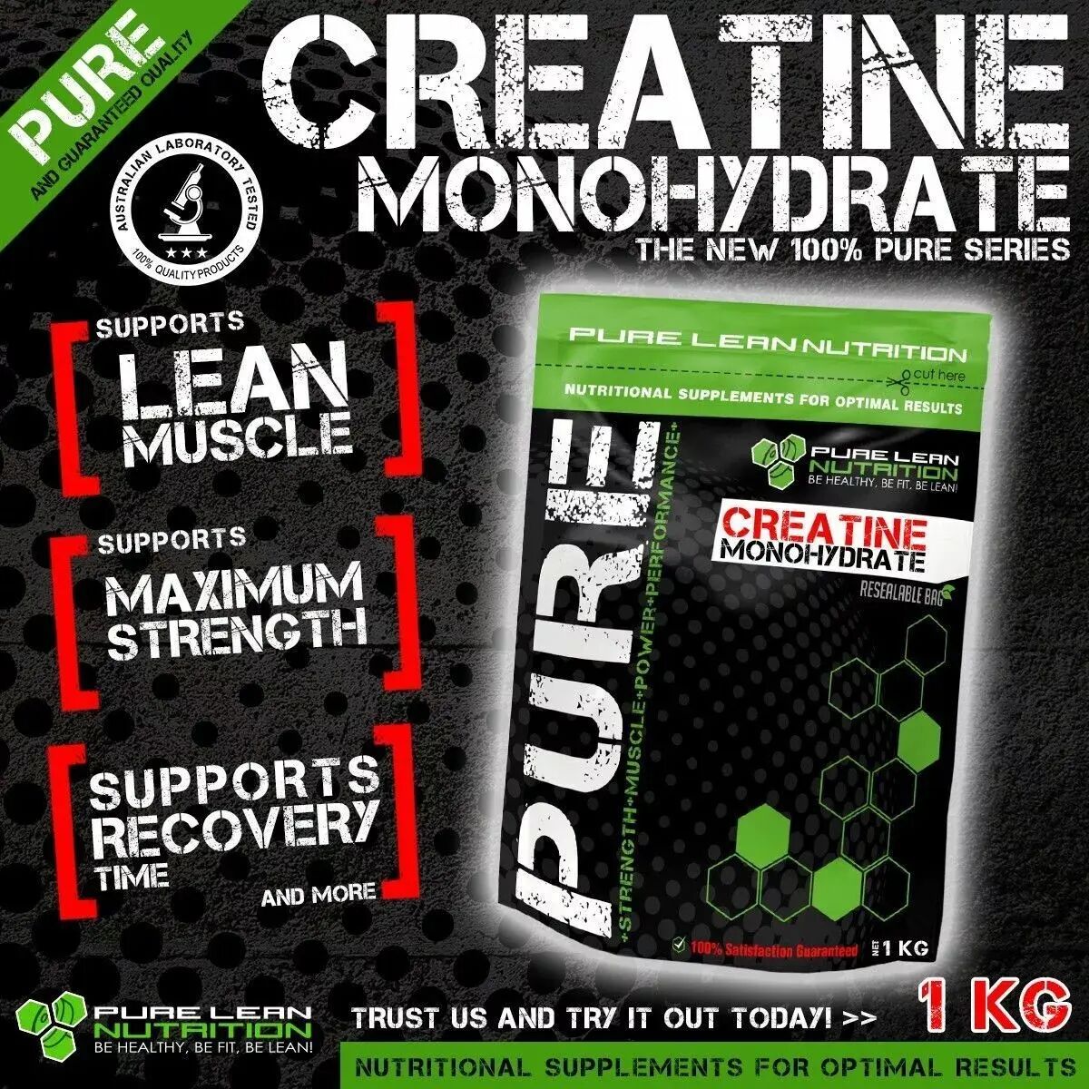 Premium 1KG Creatine Monohydrate Powder HPLC Tested Gym Workout Enhancer Micronised Supplement