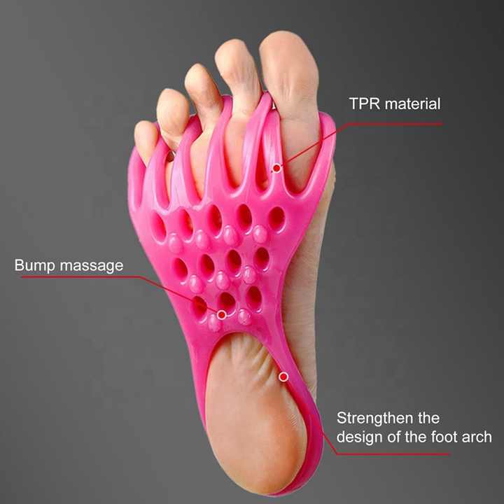 Premium 2 Pairs Blue Toe Separator and Foot Stretching Band - Arch Support, Bunion Corrector, and Foot Massage Tool