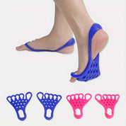Premium 2 Pairs Blue Toe Separator and Foot Stretching Band - Arch Support, Bunion Corrector, and Foot Massage Tool