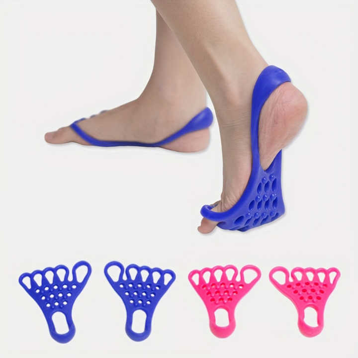 Premium 2 Pairs Blue Toe Separator and Foot Stretching Band - Arch Support, Bunion Corrector, and Foot Massage Tool