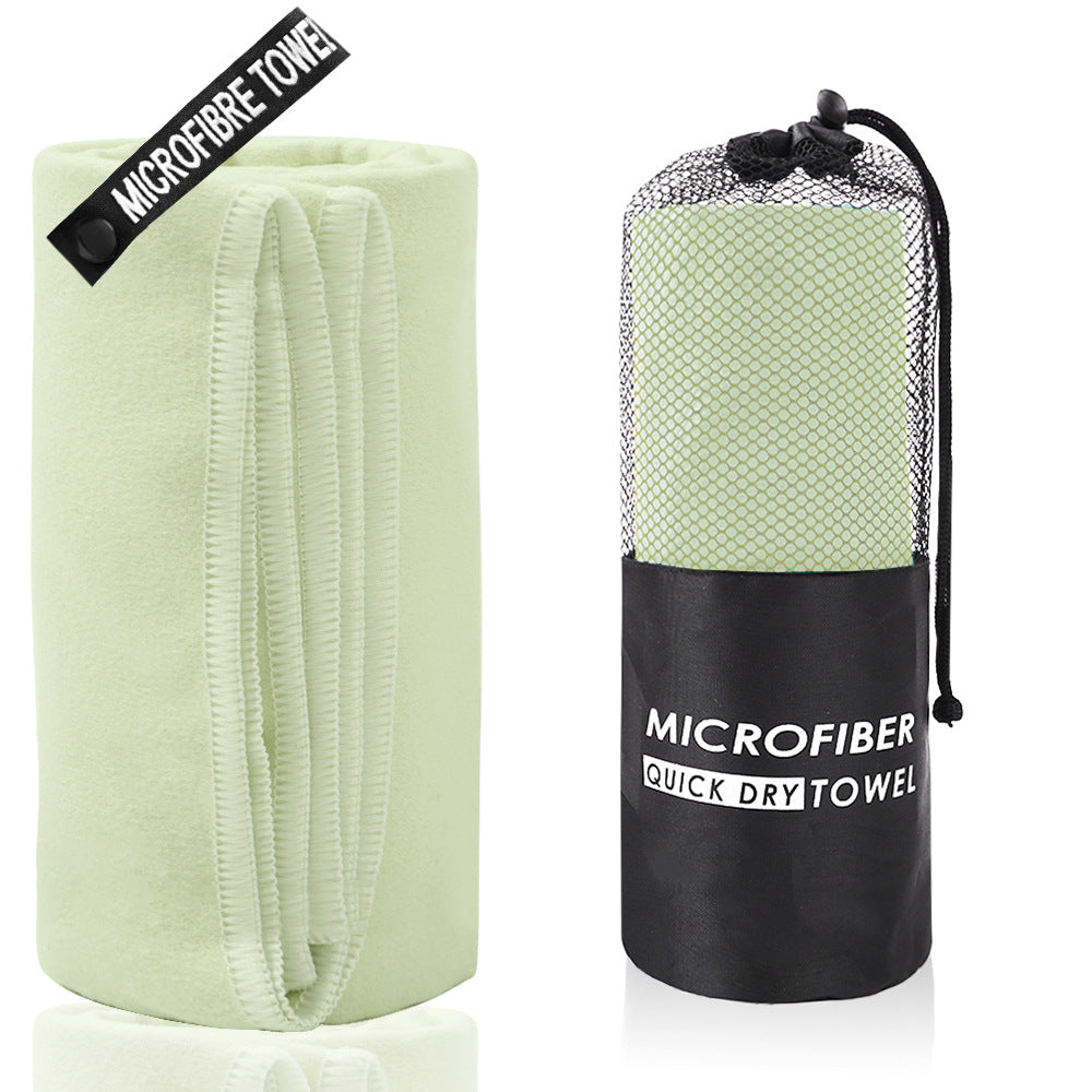 Premium 2-Piece Beige Yellow Quick-Dry Microfiber Sports Towel with Travel Case - Compact & Absorbent for Gym, Swimming & Camping