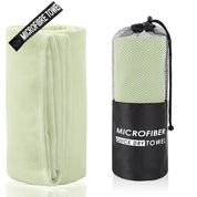 Premium 2-Piece Beige Yellow Quick-Dry Microfiber Sports Towel with Travel Case - Compact & Absorbent for Gym, Swimming & Camping