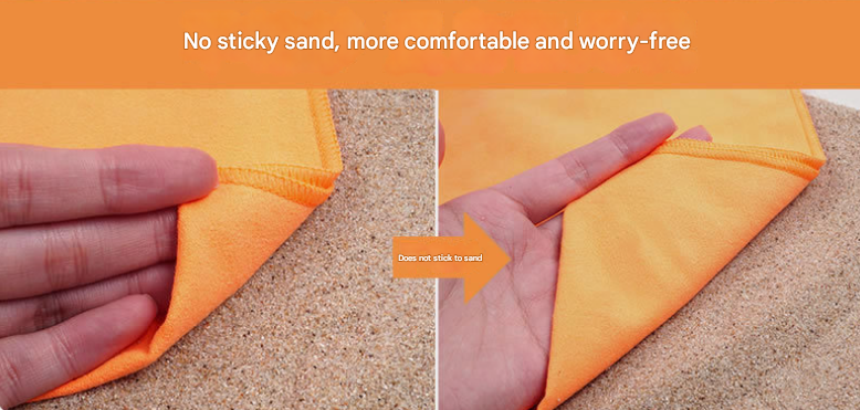 Premium 2-Piece Beige Yellow Quick-Dry Microfiber Sports Towel with Travel Case - Compact & Absorbent for Gym, Swimming & Camping