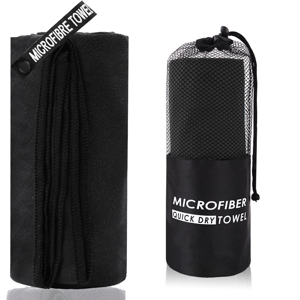 Premium 2-Piece Black Quick-Dry Microfiber Sports Towel with Travel Case - Compact & Absorbent for Gym, Swimming & Camping