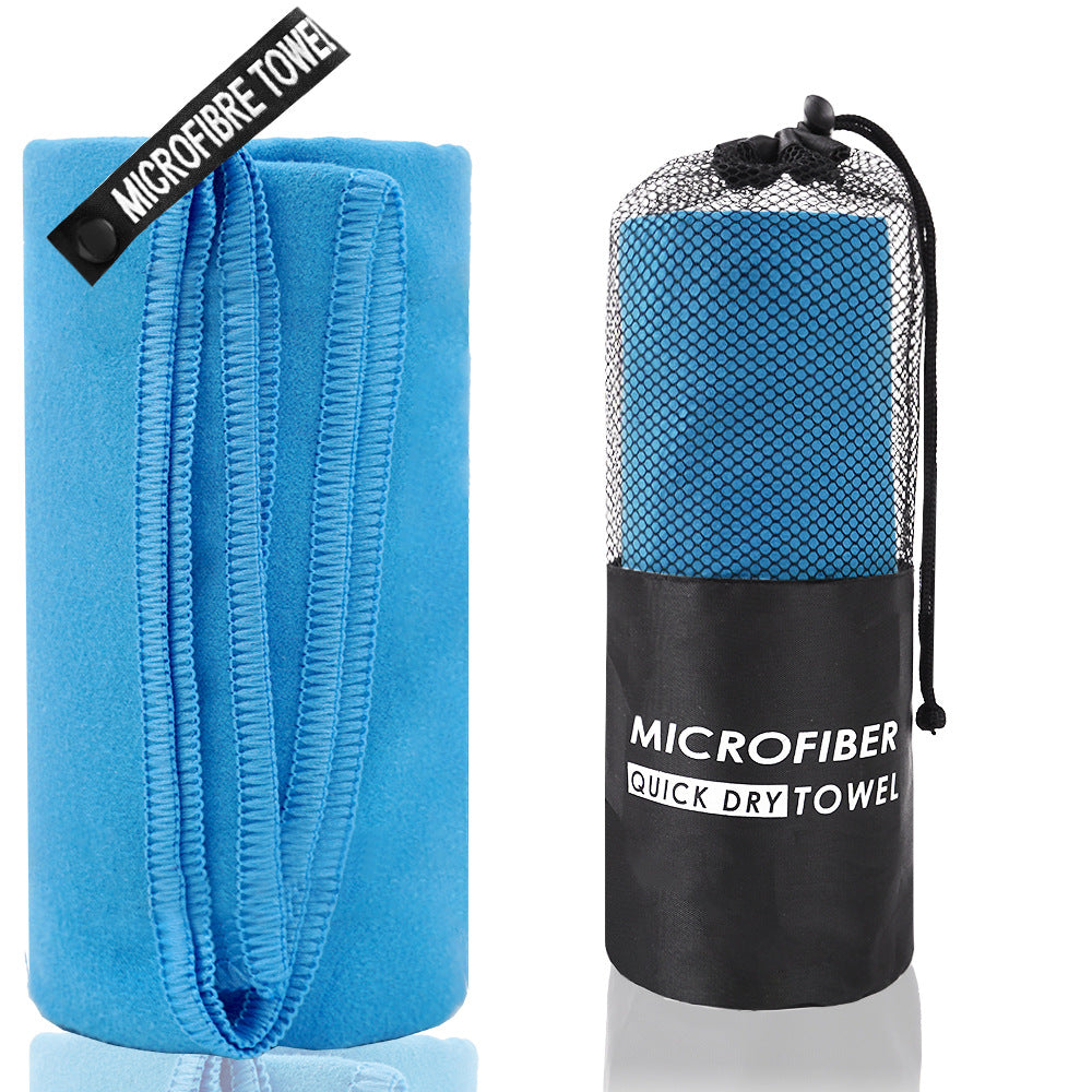 Premium 2-Piece Blue Quick-Dry Microfiber Sports Towel with Travel Case - Compact & Absorbent for Gym, Swimming & Camping