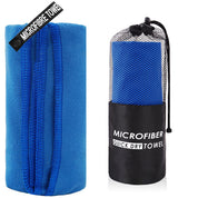 Premium 2-Piece Dark Blue Quick-Dry Microfiber Sports Towel with Travel Case - Compact & Absorbent for Gym, Swimming & Camping