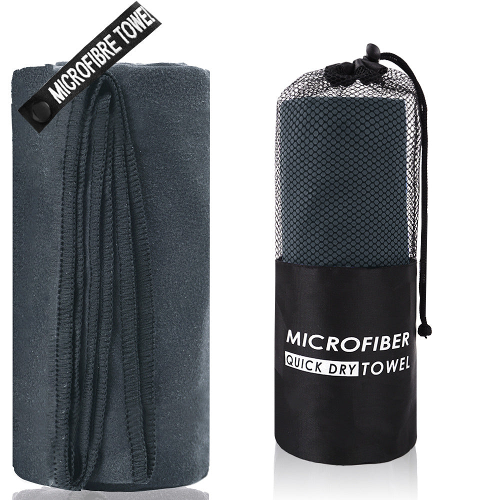 Premium 2-Piece Dark Grey Quick-Dry Microfiber Sports Towel with Travel Case - Compact & Absorbent for Gym, Swimming & Camping