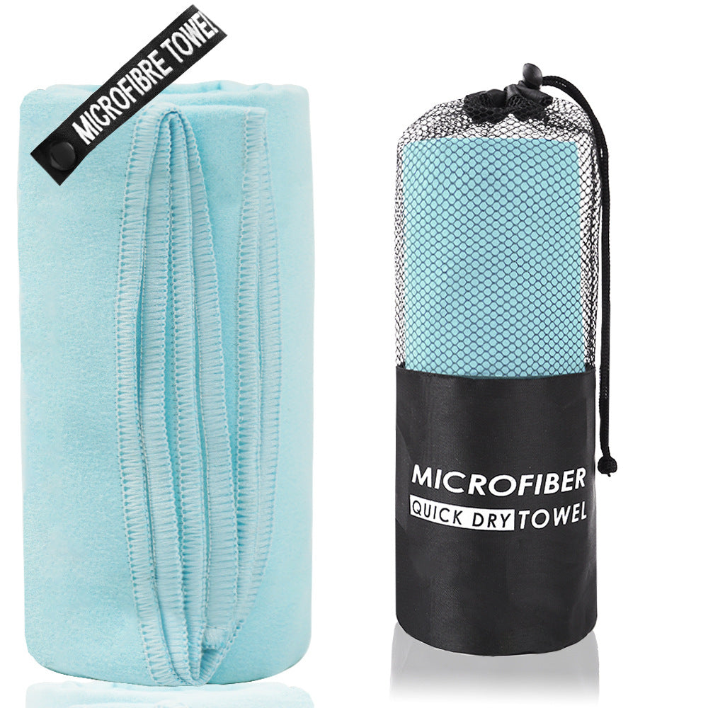 Premium 2-Piece Light Blue Quick-Dry Microfiber Sports Towel with Travel Case - Compact & Absorbent for Gym, Swimming & Camping