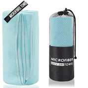 Premium 2-Piece Light Blue Quick-Dry Microfiber Sports Towel with Travel Case - Compact & Absorbent for Gym, Swimming & Camping