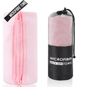 Premium 2-Piece Light Pink Quick-Dry Microfiber Sports Towel with Travel Case - Compact & Absorbent for Gym, Swimming & Camping