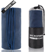 Premium 2-Piece Navy Blue Quick-Dry Microfiber Sports Towel with Travel Case - Compact & Absorbent for Gym, Swimming & Camping