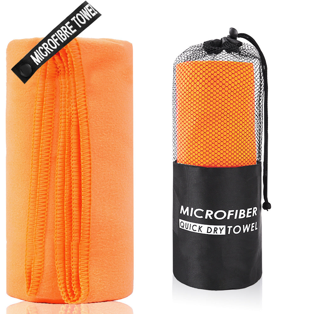 Premium 2-Piece Orange Quick-Dry Microfiber Sports Towel with Travel Case - Compact & Absorbent for Gym, Swimming & Camping