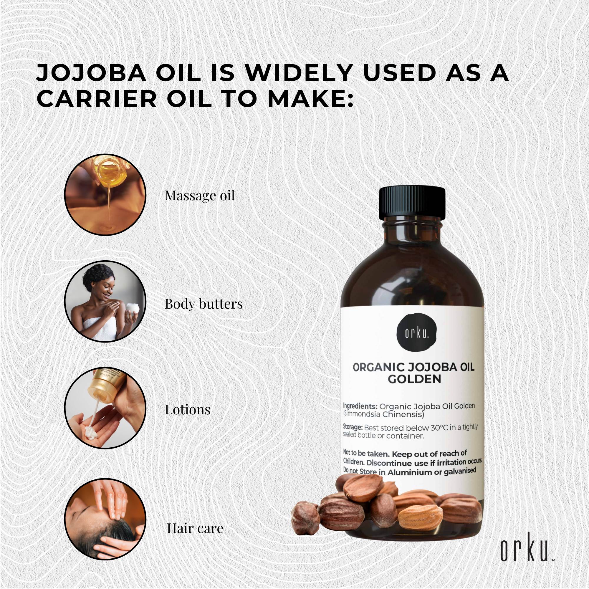 250ml Organic Jojoba Oil - Golden Pure Cold Pressed Seed For Hair Skin Nails - Health & Beauty > Skincare > Facial