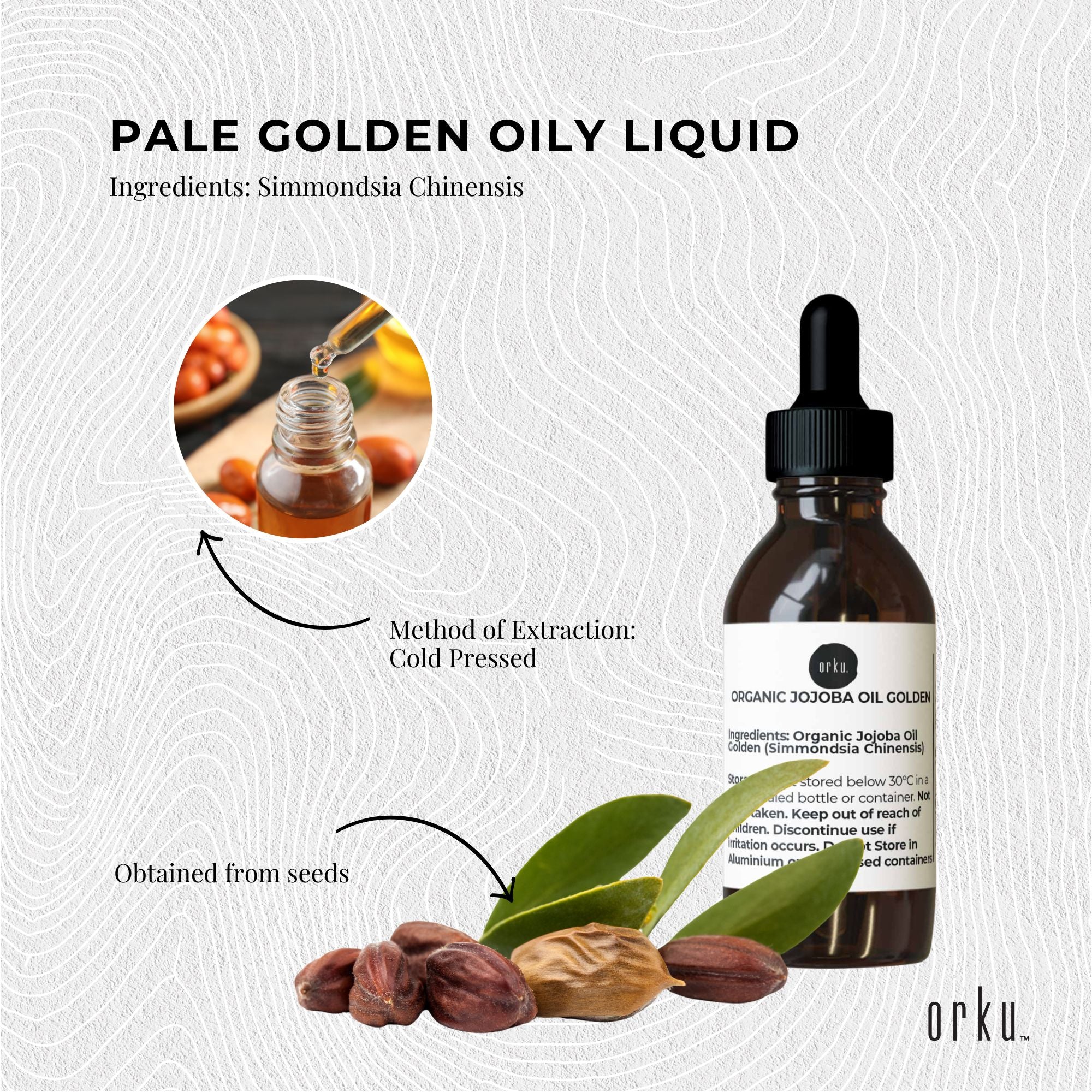 25ml Organic Jojoba Oil - Golden Pure Cold Pressed Seed For Hair Skin Nails - Health & Beauty > Skincare > Facial