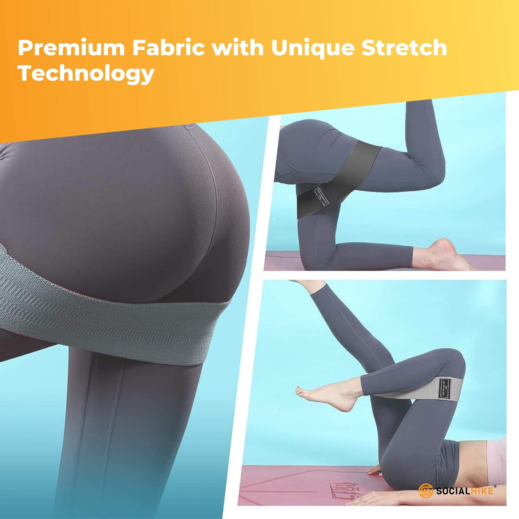 Premium 3x Resistance Exercise Hip Bands Set - Stretch Glute Booty Workout Power Loops