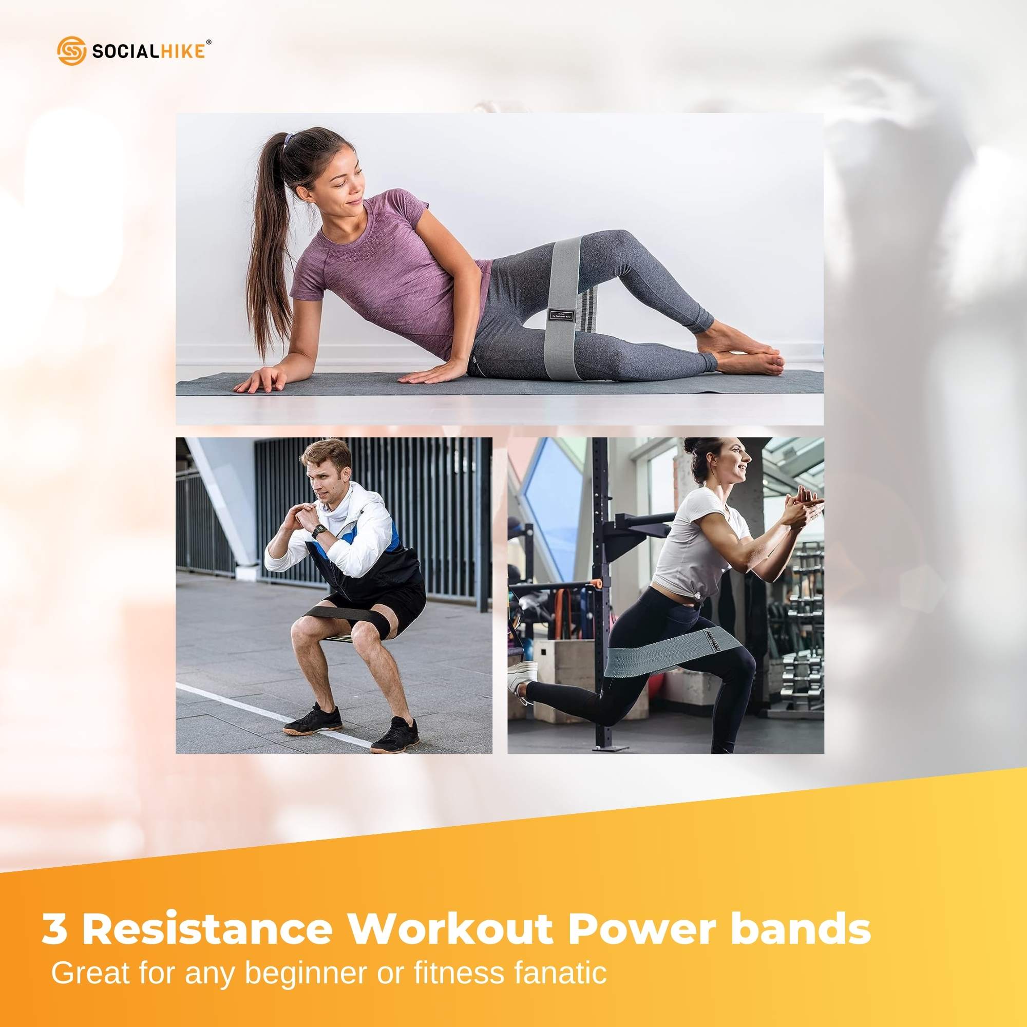 Premium 3x Resistance Exercise Hip Bands Set - Stretch Glute Booty Workout Power Loops